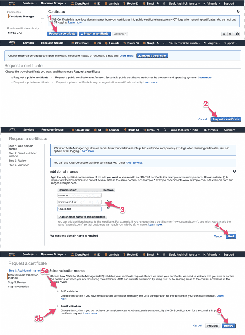 Certificate manager menu